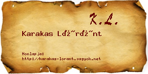 Karakas Lóránt névjegykártya